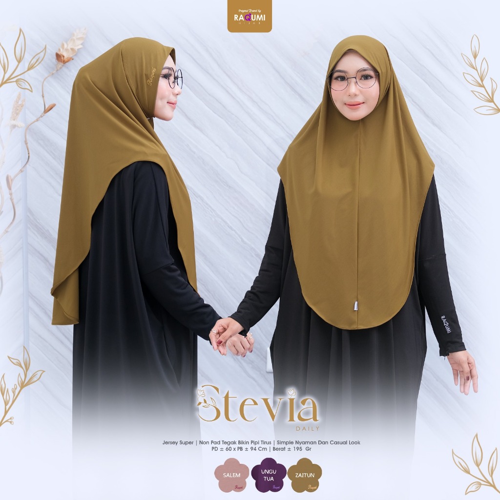 Stevia Daily Hijab Original Raqumi Hijab Wanita Instant Non Pad Stevia Raqumi Hijab Jersey Super Raq