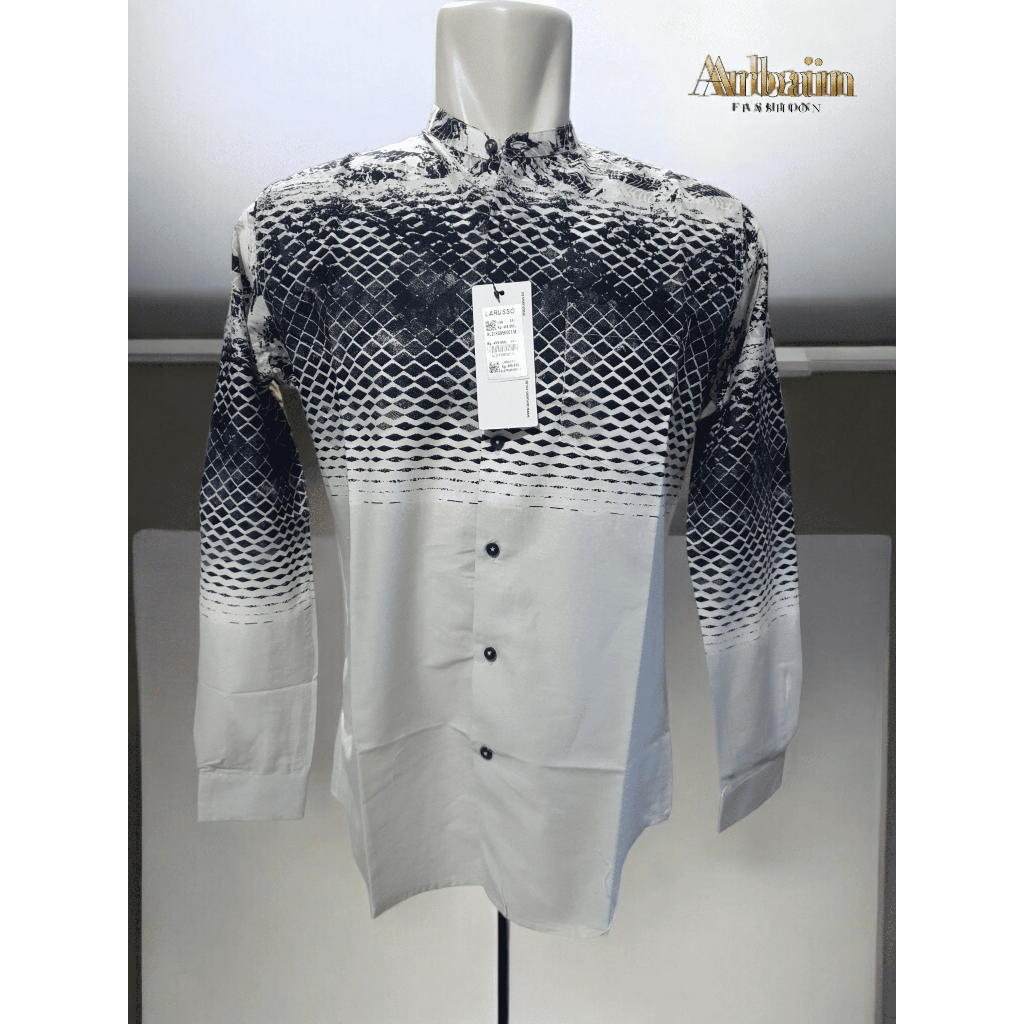 LARUSSO Kemeja lengan panjang pria original motif printing