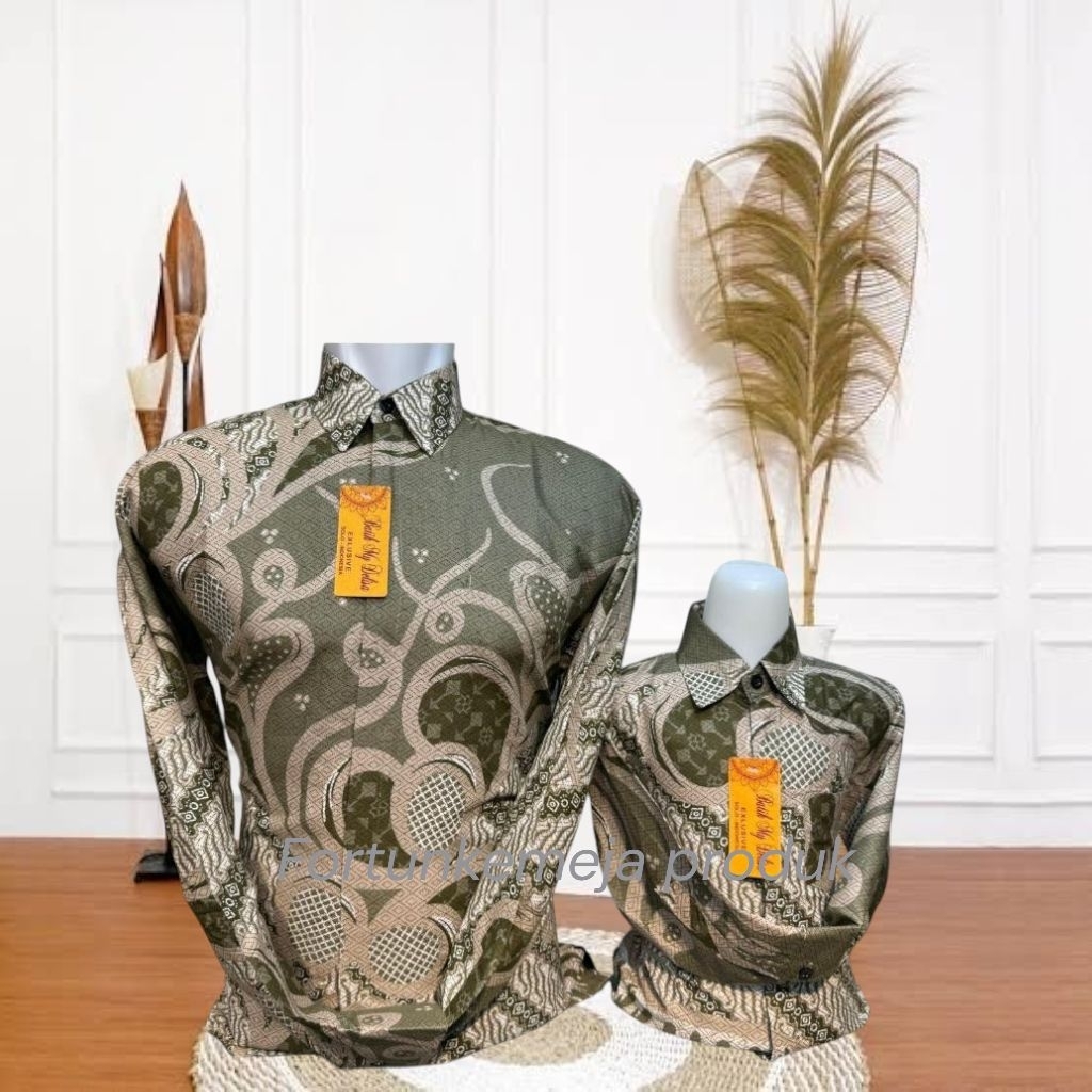 11 Batik couple ayah anak hijau sage lengan panjang-batik hijau sage-baju batik couple ayah anak