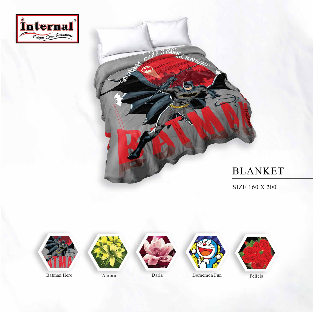 Internal - Selimut Bulu Halus 160x200 - Motif Karakter / Abstrak / Bunga / Minimalis
