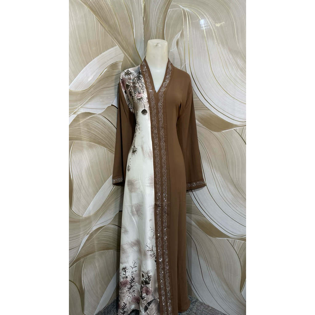 Hauraé Abaya Coksu motif sebelah badan kombinasi mata mata SZ L