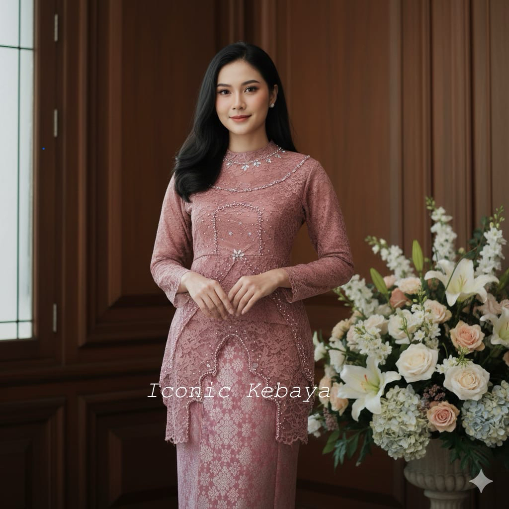 Kebaya Brokat Modern | Kebaya Brokat Payet Premium Mewah - Kebaya Wisuda Full Payet Terbaru Satu Set
