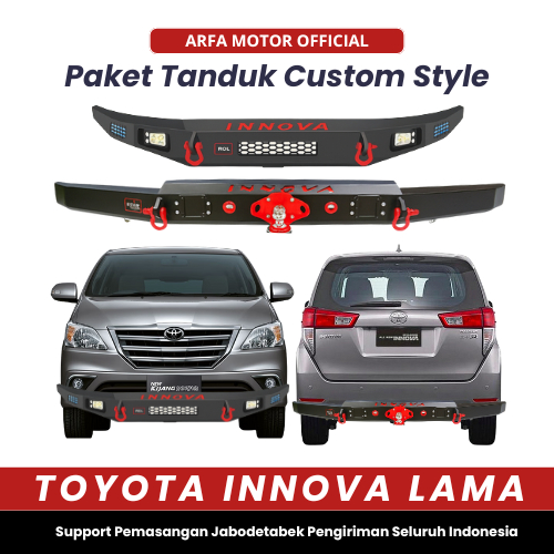 Paket Tanduk Depan Belakang Innova Lama 2005-2015 Custom Rear Guard Bumper Pengaman Pelindung Bemper