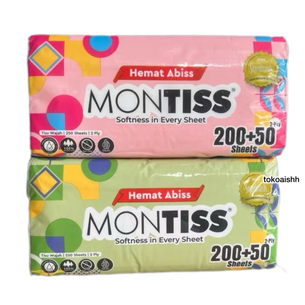 [2 pack] Tissue montiss 250 Sheet - facial Tissue montiss 250 (2 Ply) - tisu montiss - tisue montiss