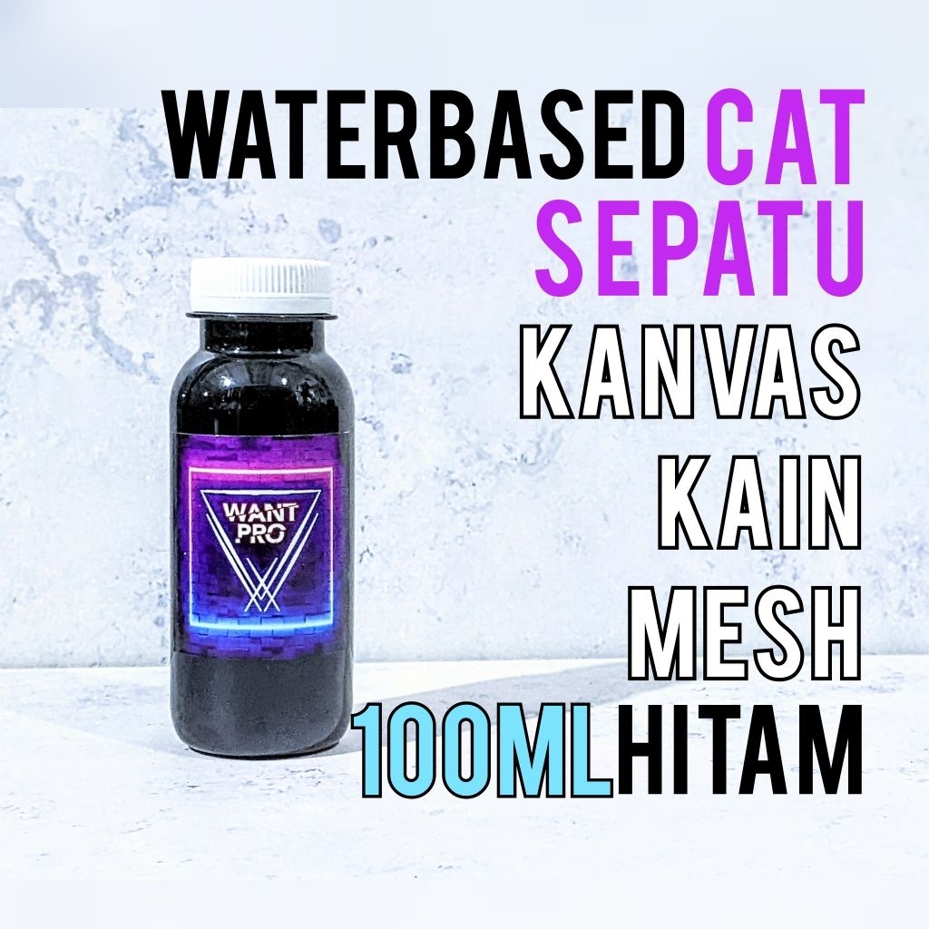 HITAM - waterbased CAT SEPATU/ CAT TAS - berbahan KANVAS & KAIN anti luntur