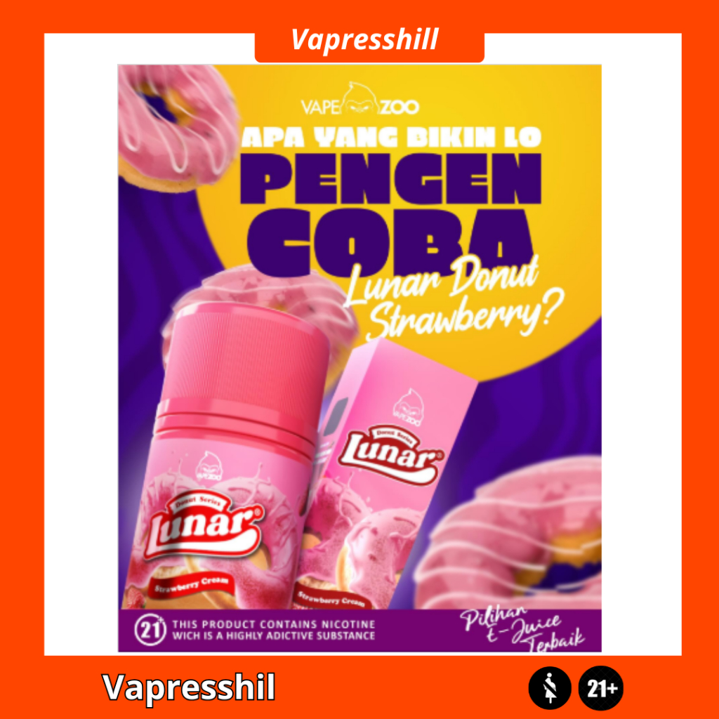 NEW LUNAR DONUT STRAWBERRY FREEBASE 60ML 100% AUTHENTIC BY VAPEZOO