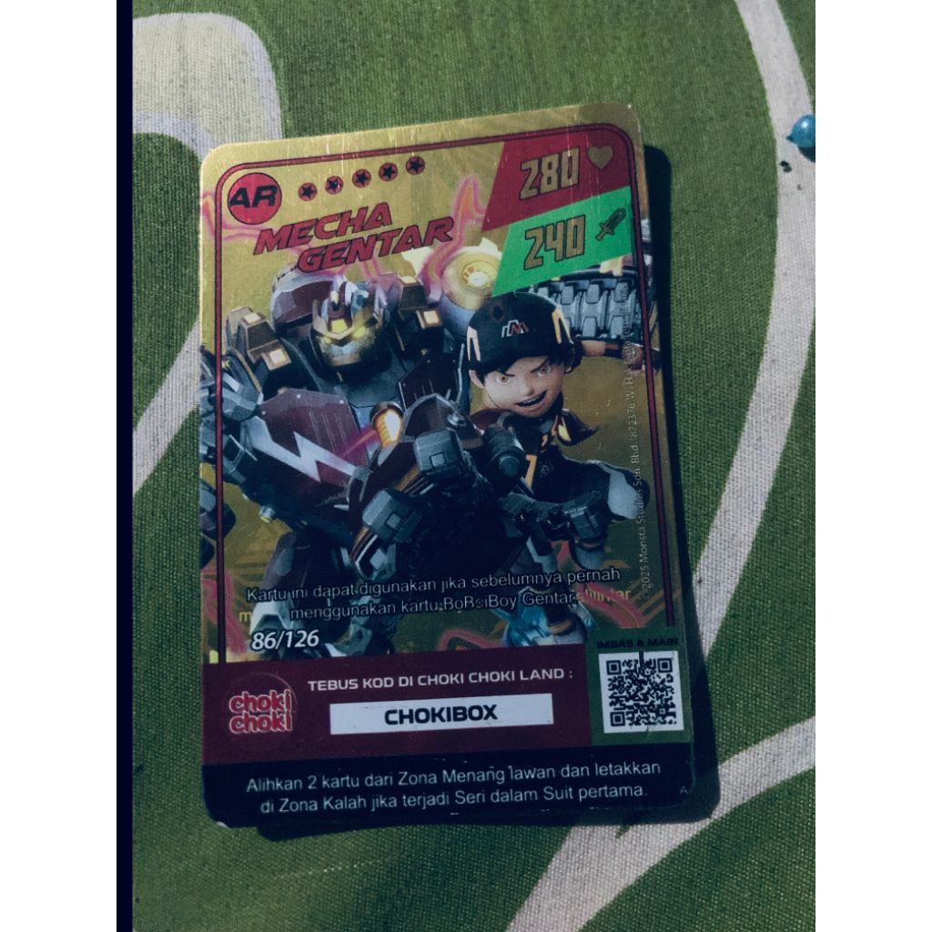 kartu choki-choki BoBoiBoy mecha gentar ar