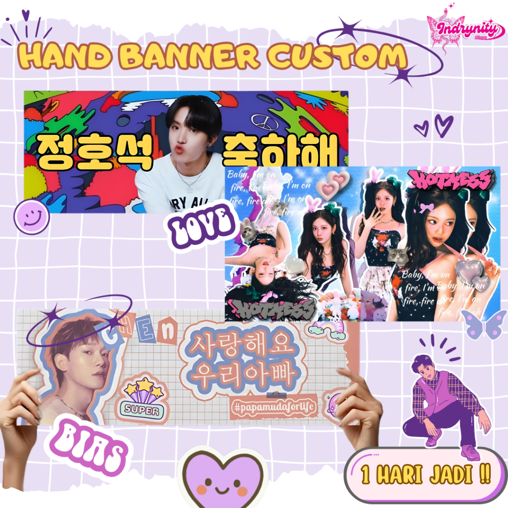 Handbanner Custom Murah | Hand Banner Kpop | Freebies Slogan Korea - Indrynity