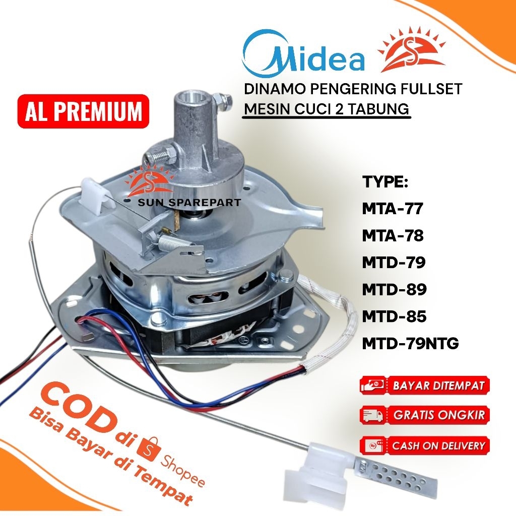 Dinamo pengering Midea fullset Al premium MTA-77 MTA-78 MTD-79 MTD-89 MTD-85 MTD-79NTG