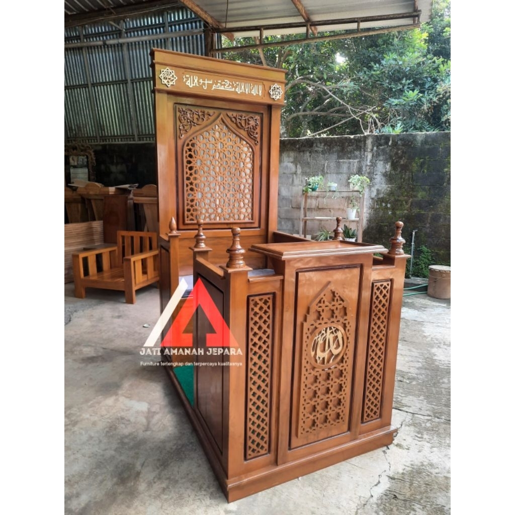 mimbar kereta, mimbar masjid, mimbar minimalis, mimbar masjid minimalis, mimbar masjid kayu jati asl