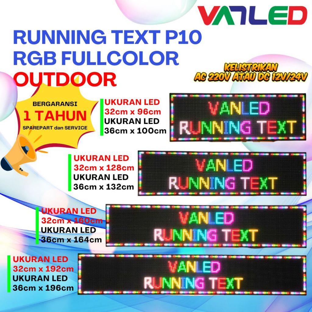 Running Text RGB Fullcolor Ukuran Besar Jumbo P10 Outdoor Led Mata Bus Led Strobo Mata