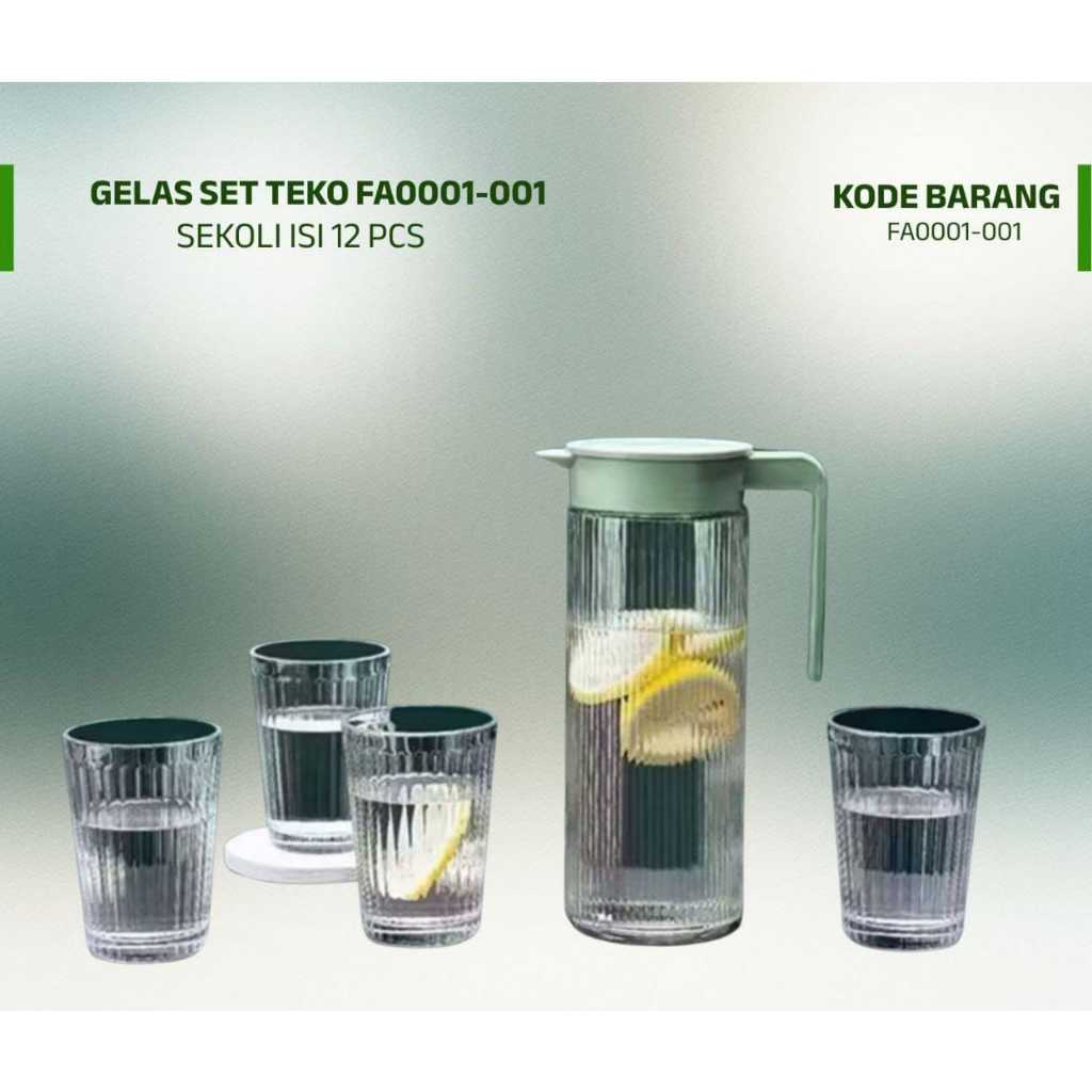ISTANA - Drink Set 1 Teko 4 Gelas Kaca 1L Estetik | Bisa untuk Souver