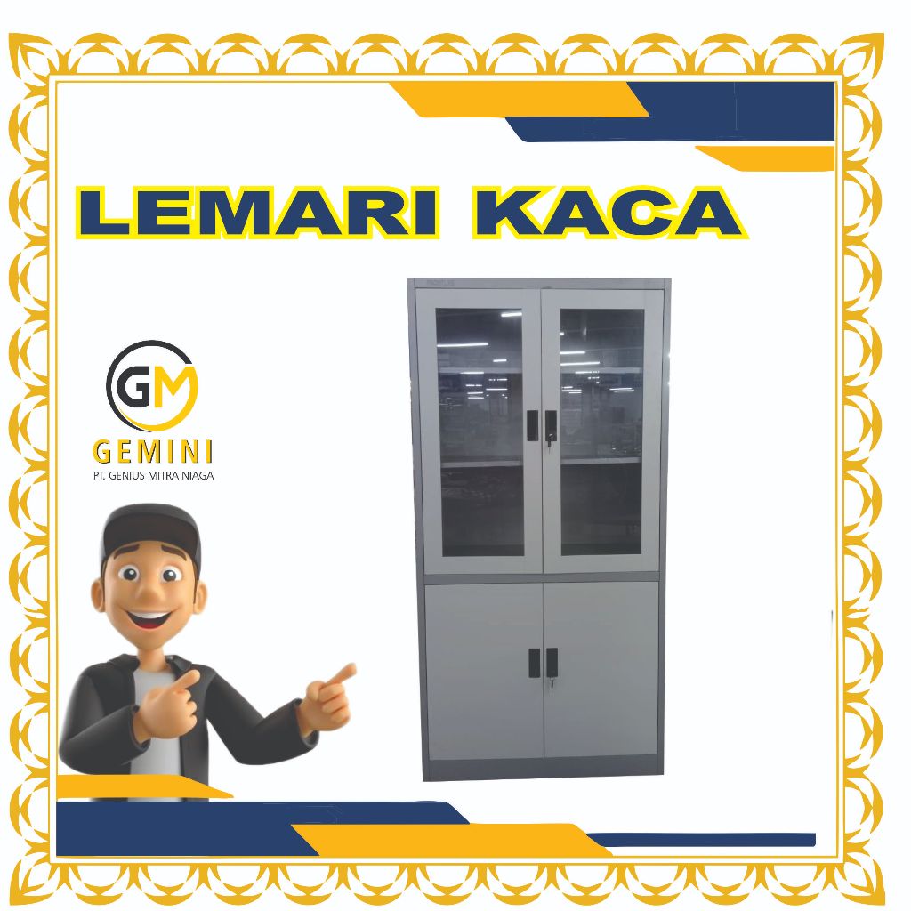 LEMARI KACA ARSIP SETENGAH KACA