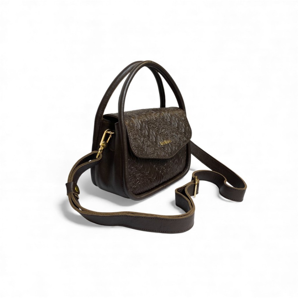 Berliano Leather Desti Bag - Tas Selempang Wanita Kulit Sapi Asli Motif Batik Indonesia