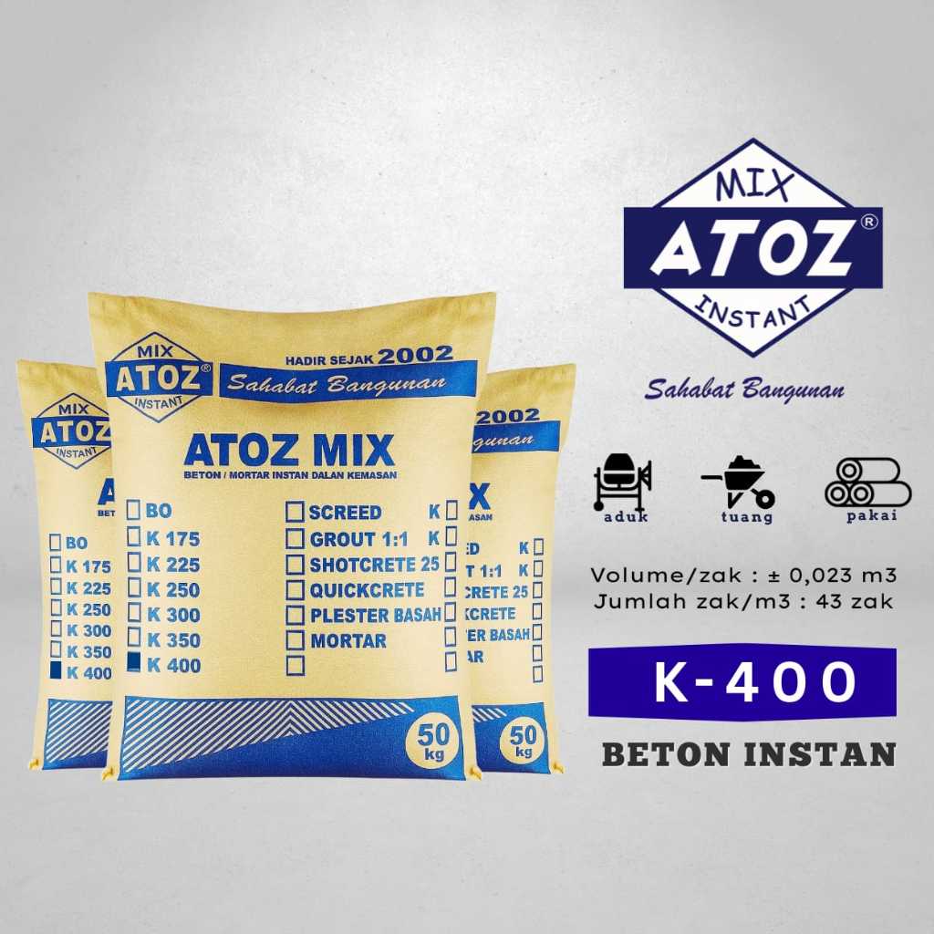 ATOZ MIX Beton Instan - Mutu K400 @50 Kg