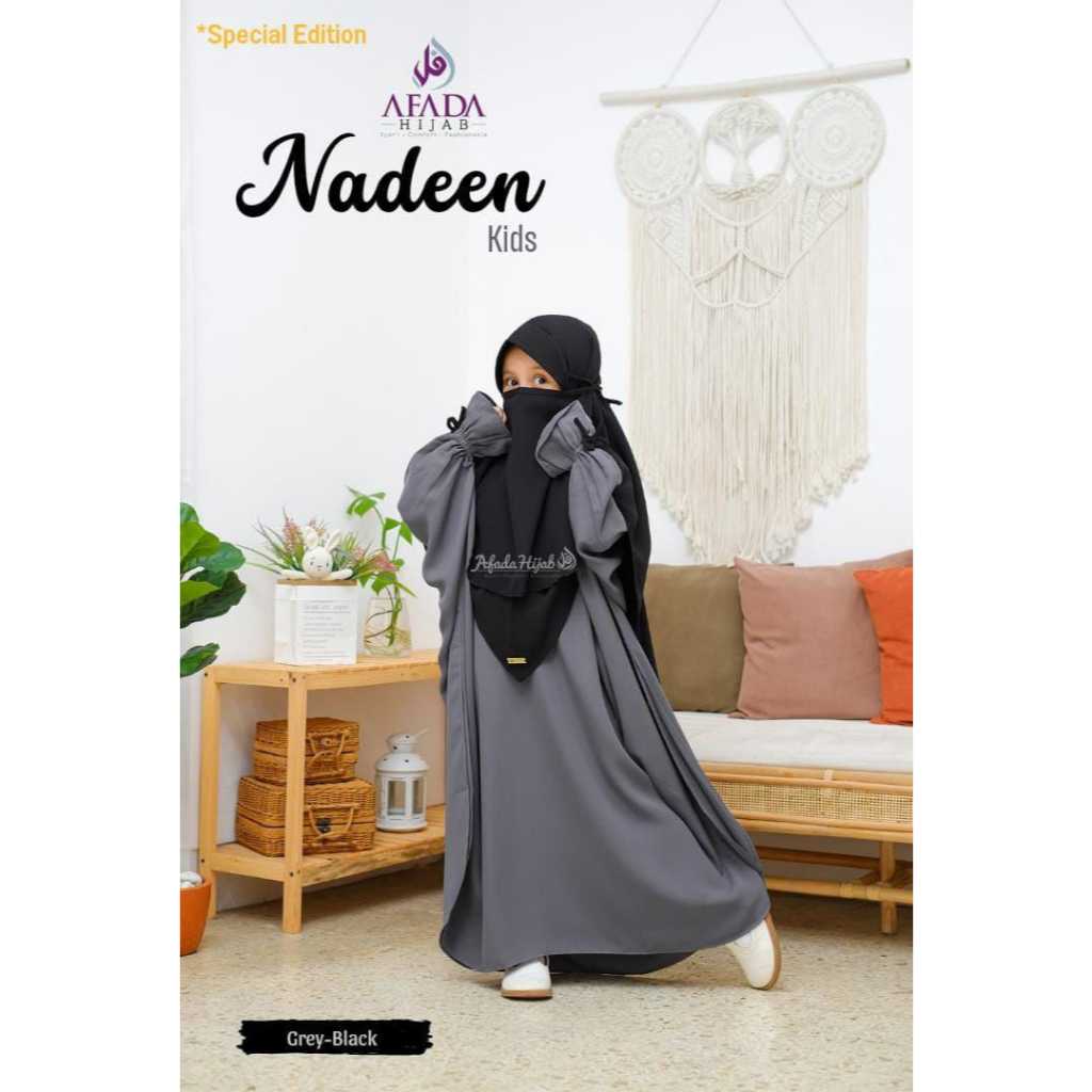 ABAYA GAMIS SYARI ANAK NADEEN KIDS SERIES USIA 4-13 TAHUN BY AFADA HIJAB (SET KHIMAR PAD)