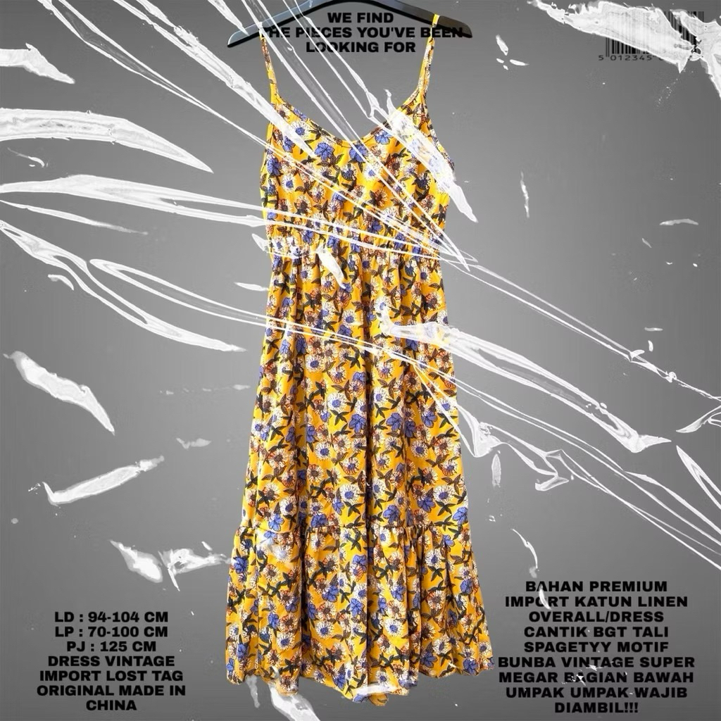 OVERALL DRESS KOREAN/DRESS OVERALL BUNGA VINTAGE KOREAN LOOK/YELLOW FLOWER DRESS OVERALL MEGAR KOREA