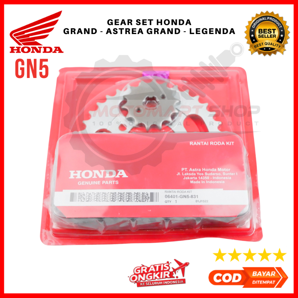 Gear Set Honda Grand Ori / Gir Set Astrea Grand / Paket Rantai Legenda - 06401-GN5-900