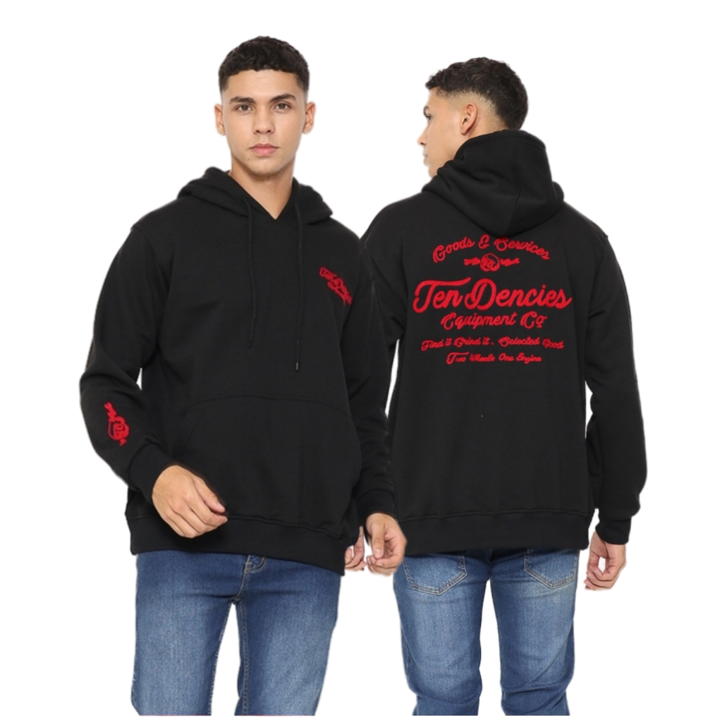 Sweater Hoodie Pria Equipment Chain Stitch Hitam Original Distro