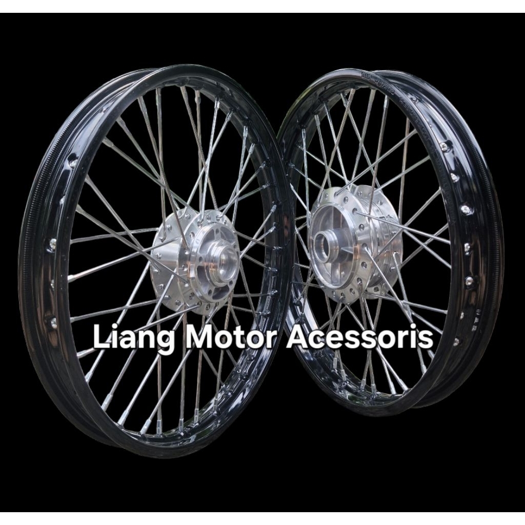 Sepaket Velg D.I.D Besi Hitam Ring 17 Tromol Set Jari2 - JupiterZ/Vega/MXOld/New/F1ZR/SupraX125/Kari