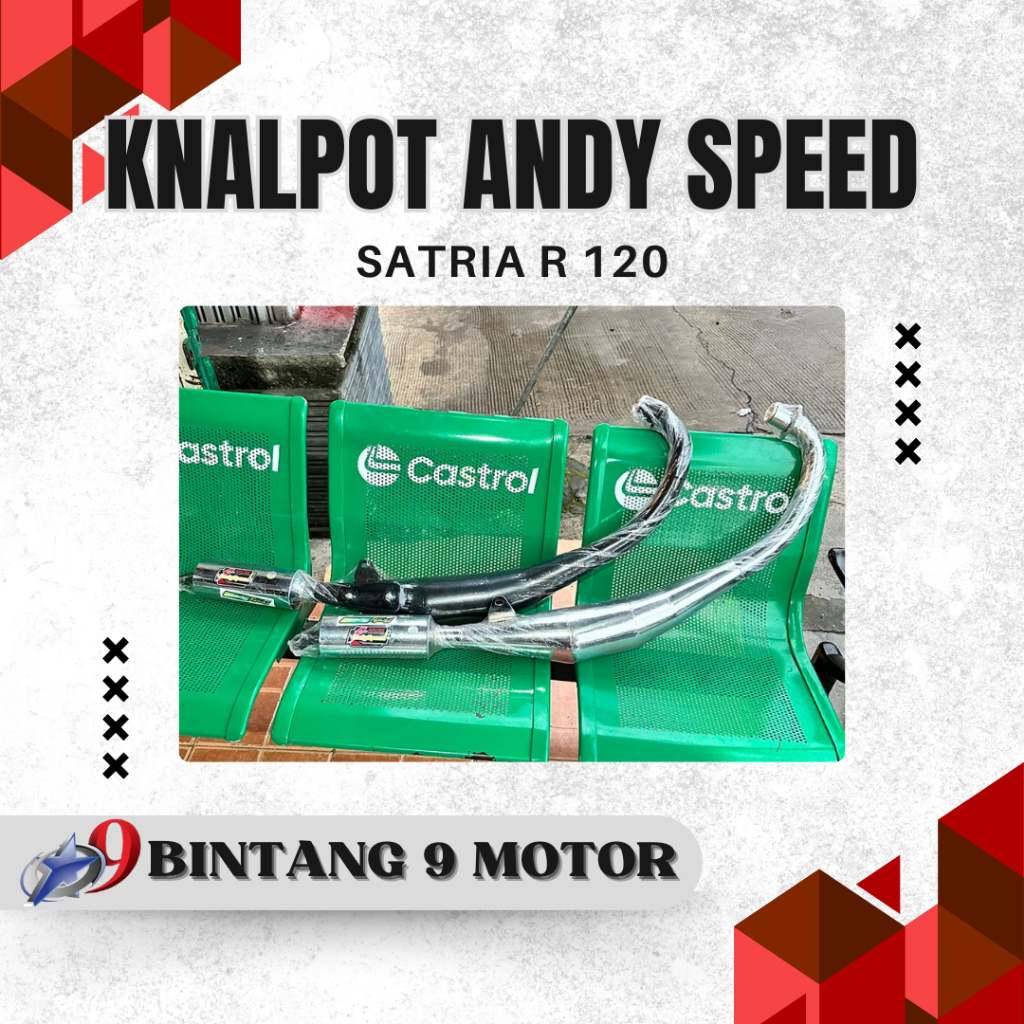 KNALPOT ANDY SPEED SATRIA R 120 HITAM CHROME-BINTANG SEMBILAN MOTOR
