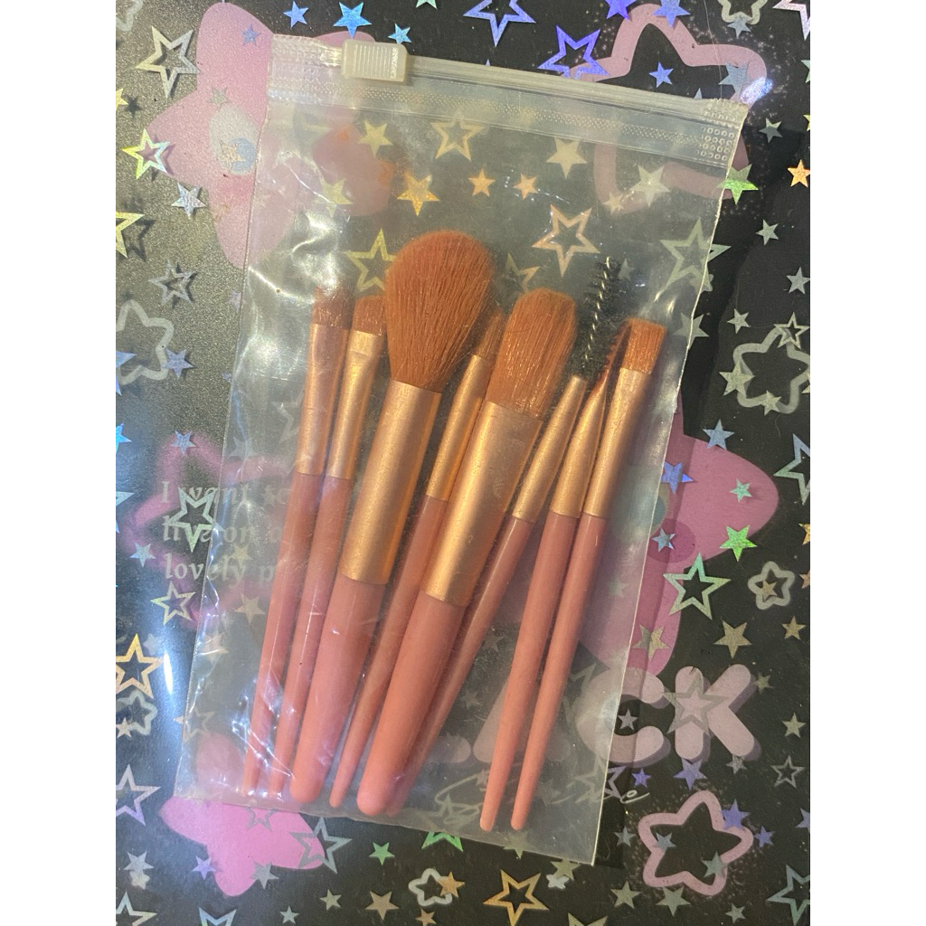 (preloved) set kuas make up brush tools 8 in 1 free pouch
