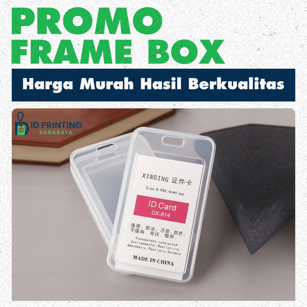 Frame Bening Transparant Casing Tempat ID Card Holder Portrait Kaca / Akrilik / Plastik
