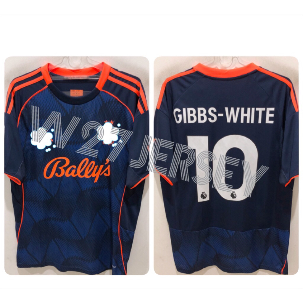 JERSEY NOTTINGHAM 3RD 2025-2026 name player Gibbs-White, Hutchinson + Patch
