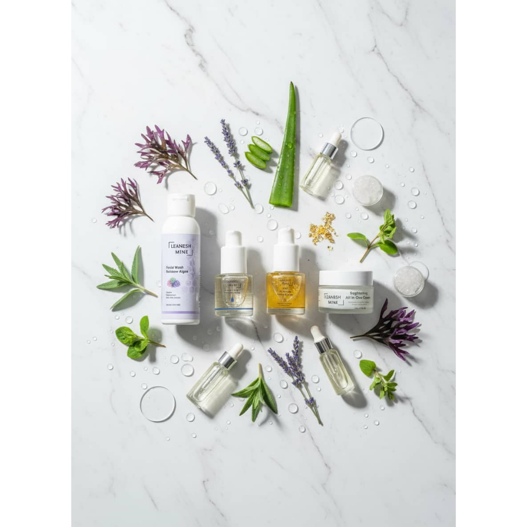 Serum Wajah Glowing dan Putih | DNA Salmon | Leanesh Mine Paket Skincare 24K Gold Anti Aging