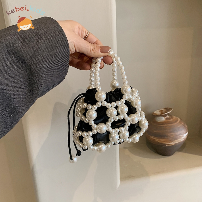 kebei-Tas mutiara anak perempuan, tas selempang rajut putri modis, aksesori bayi perempuan, lucu unt