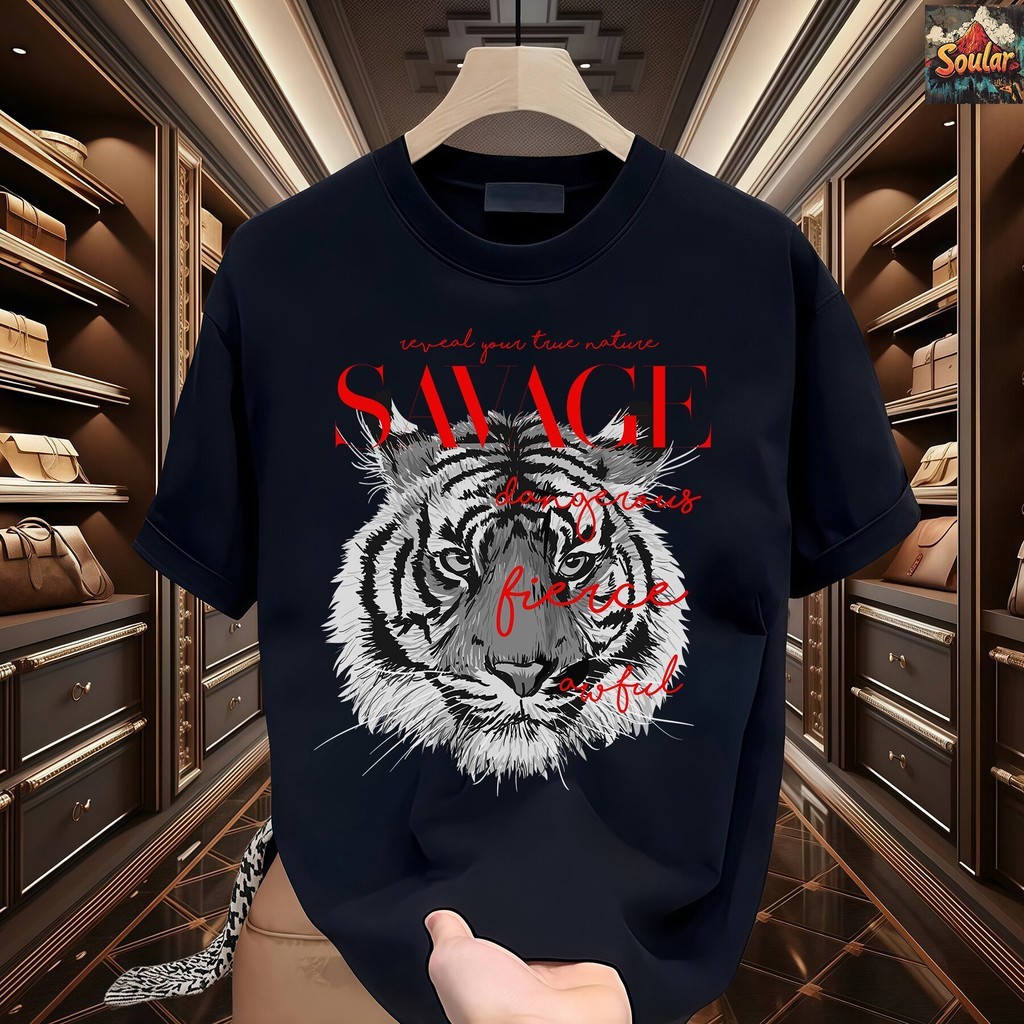 *COD* kaos pria distro original 100% katun ringan kerah bundar ukuran besarPola Harimau Gagahkaos be