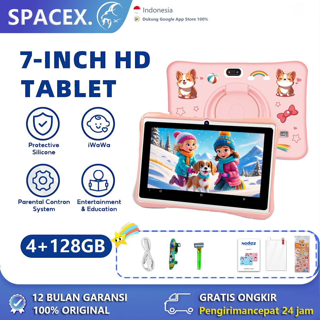 Spacextab Tablet Edukasi Anak Npad709 Dengan Kemasan Tas / Tablet Android Untuk Belajar Anak / Table