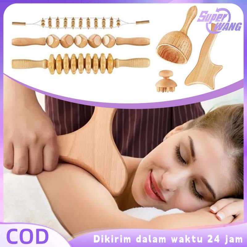 Alat Massage Kayu 1set/6pcs Berbagai Gaya Alat Pemijat Kayu Relaksasikan Otot Alat Pijat Punggung Ka