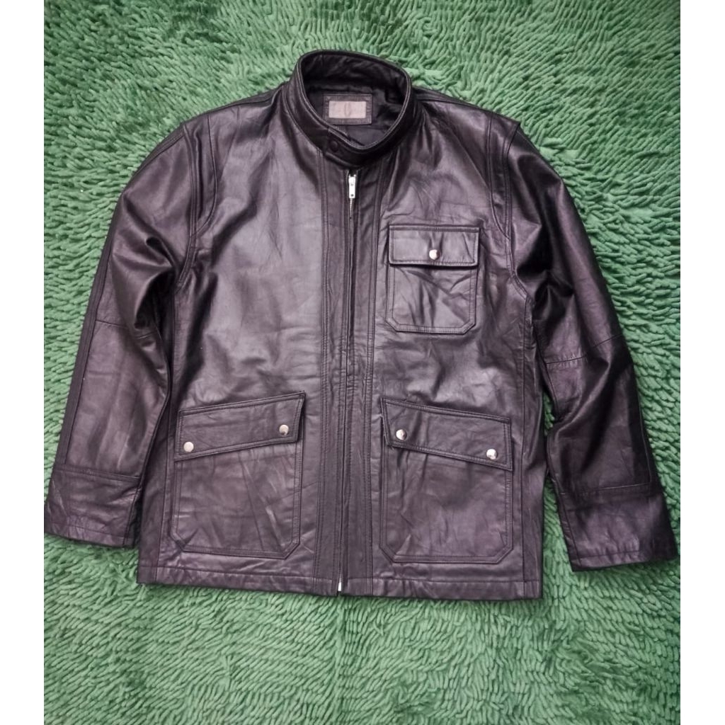 jaket kulit asli model trucker mulus