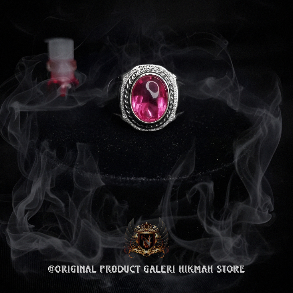 Cincin batu akik pria/wanita titanium Merah Siem