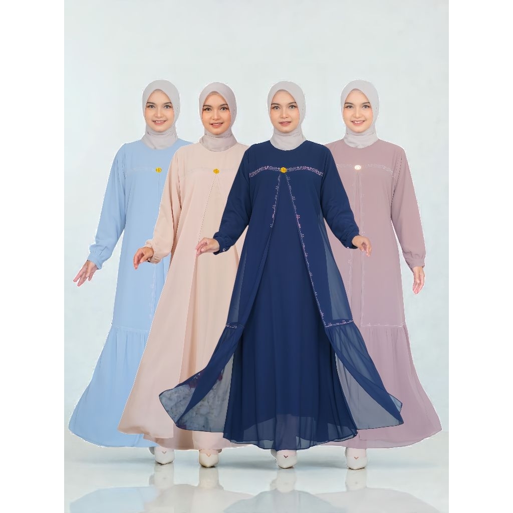 Elfiraza dress gamis polos bahan ceruty babydoll import premium