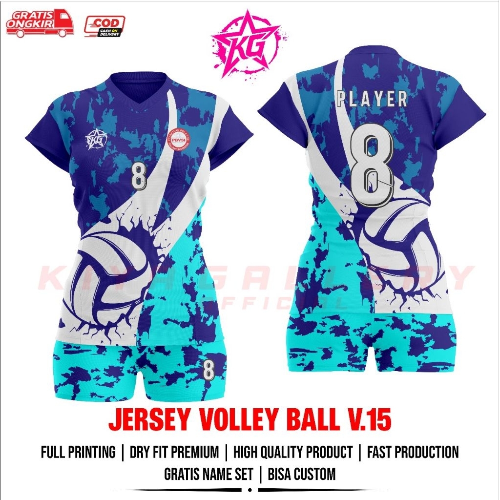 JERSEY BAJU VOLI WANITA V.15 FULL PRINTING GRATIS NAMA DAN NOMOR