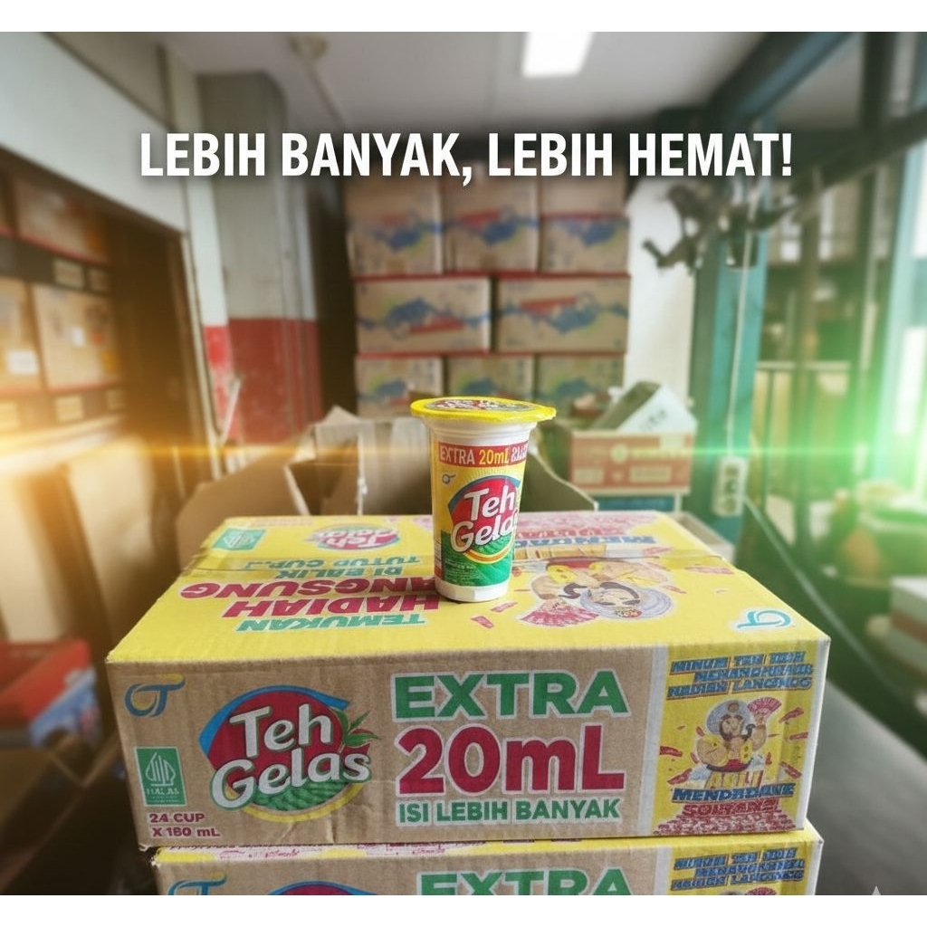Teh gelas cup 1 karton/dus isi 24 pcs
