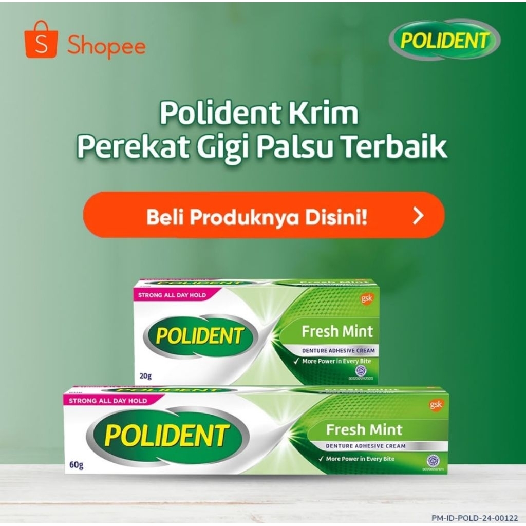 Polident Lem Gigi / Perekat Gigi Palsu 60gr dan 20gr Original