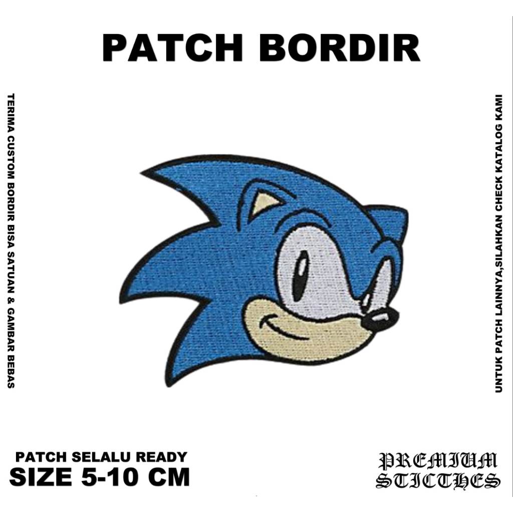 Emblem Patch Bordir Sonic High Quality - PremiumStitches