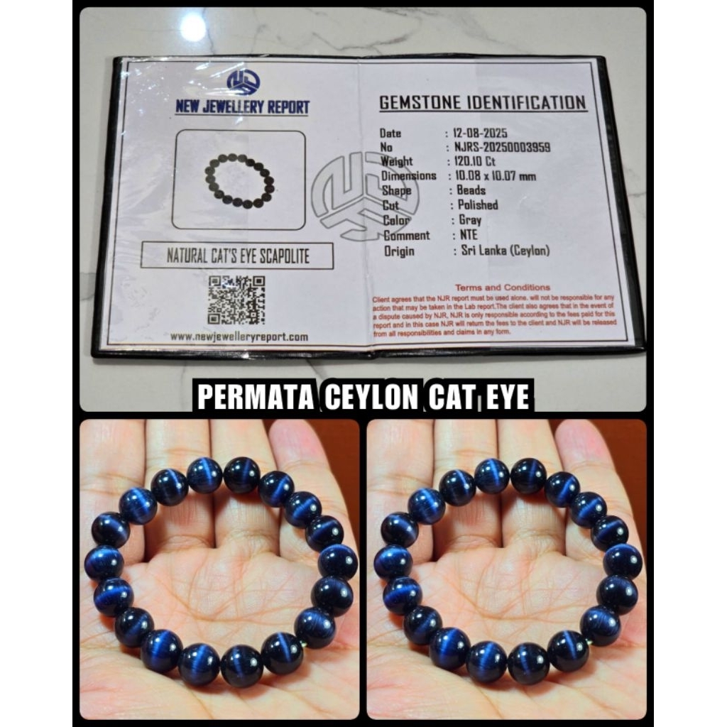 natural cat eye Srilanka ceylon  kristal + memo lab