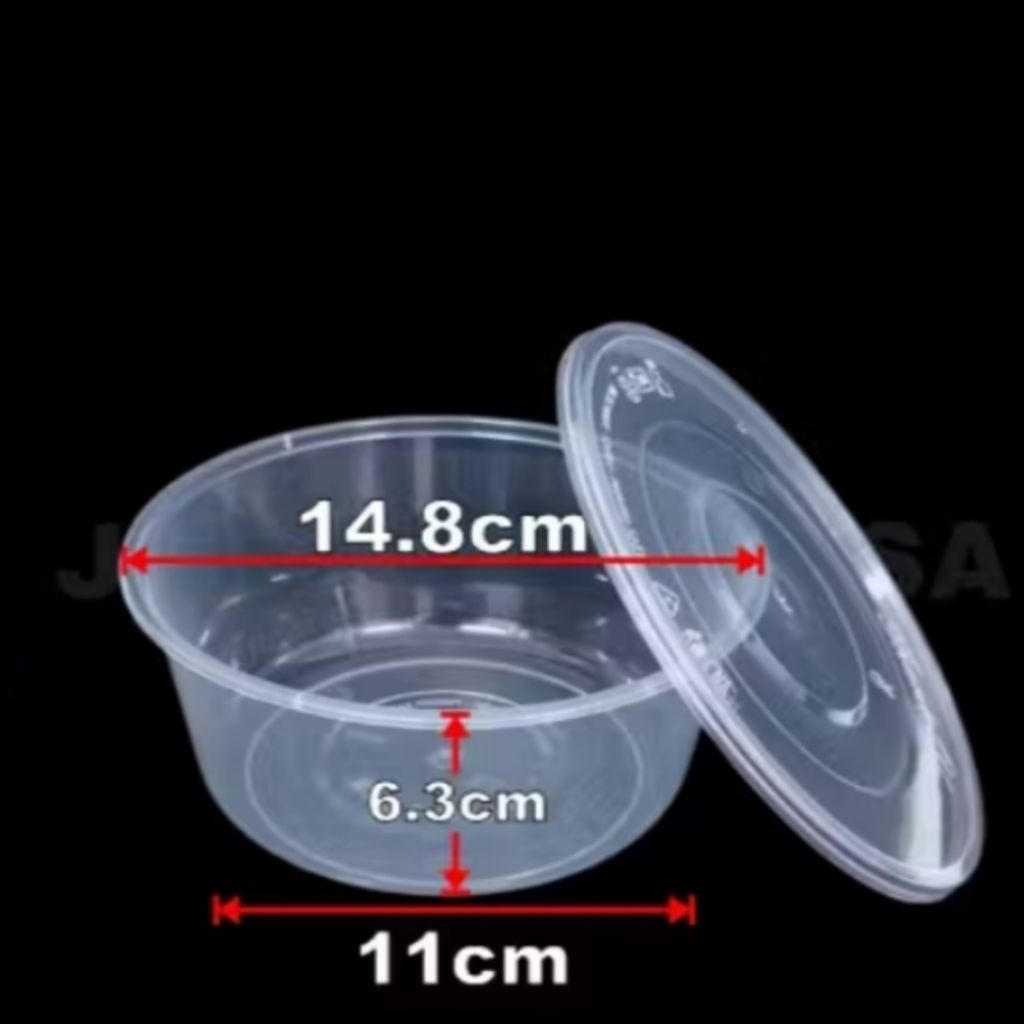 Thinwall Bulat 750ml Mangkok Bowl Plastik perbuah +tutup