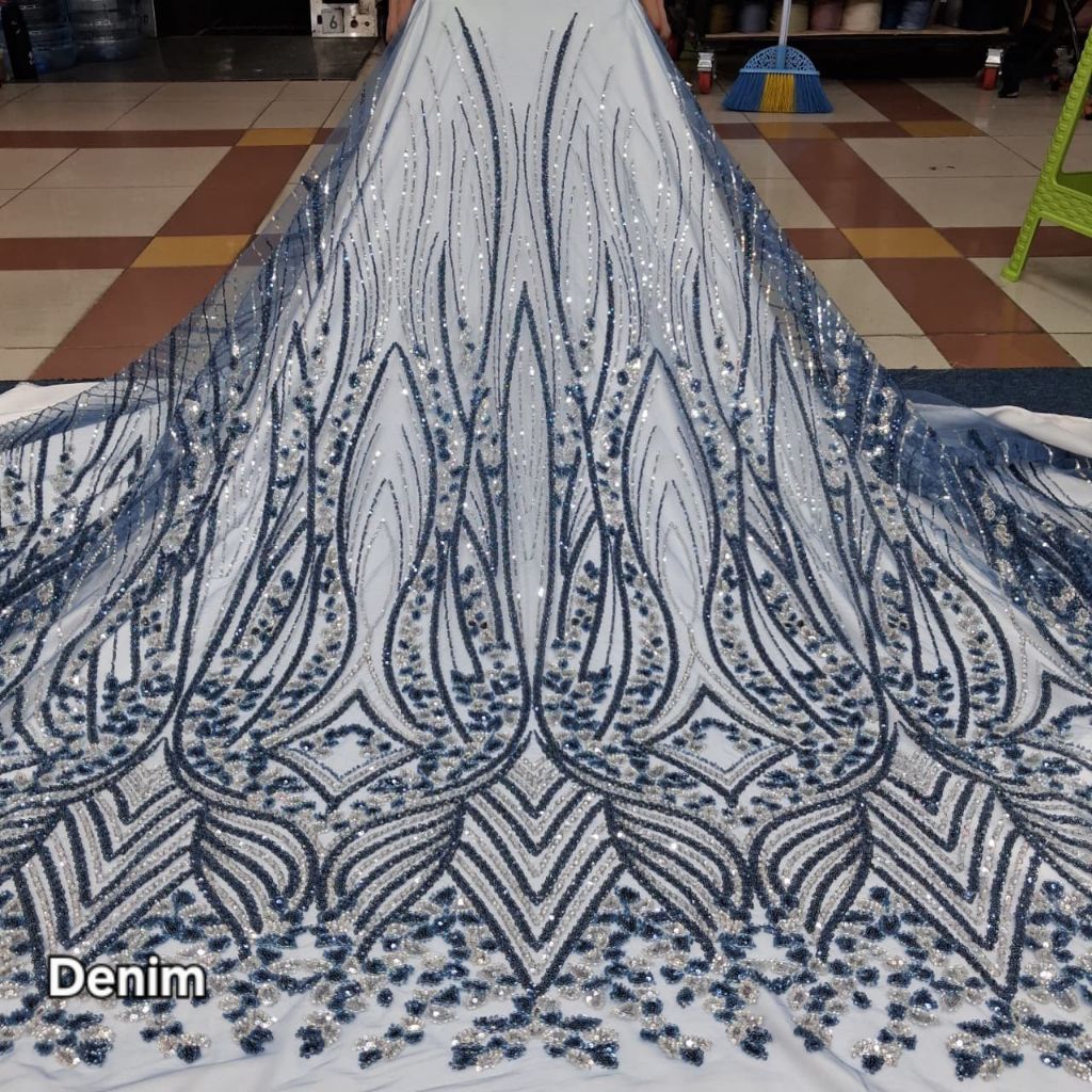 Kain tile payet elishab jepang / Kain tile payet mewah ful aksesoris