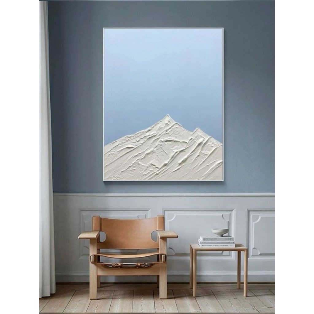 Lukisan Dinding Pemandangan Gunung - Lukisan Tangan Asli - Lukisan Tekstur Timbul - Hiasan Dinding R