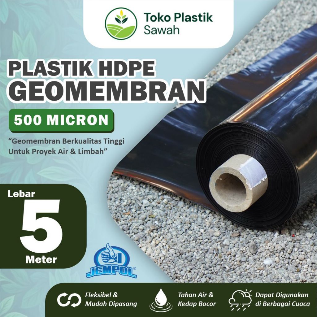 GEOMEMBRAN HDPE TEBAL 500 MICRON LEBAR 5 METER