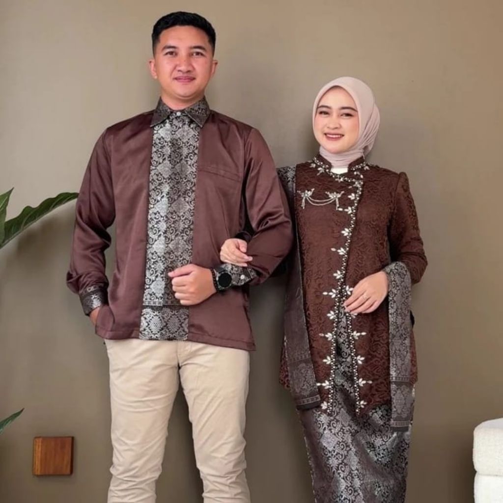 Couple Kemeja Songket Laksmi + Rok Songket Span (tanpa kebaya) - Couple Wisuda Kekinian