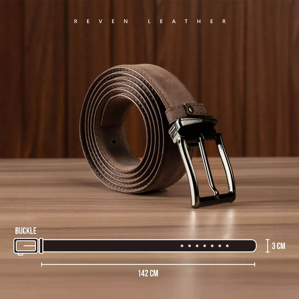Ikat Pinggang Sabuk Fashion Pria Cowok Reven Gatot Kaca Belt Panjang 150 cm Leather Premium Branded