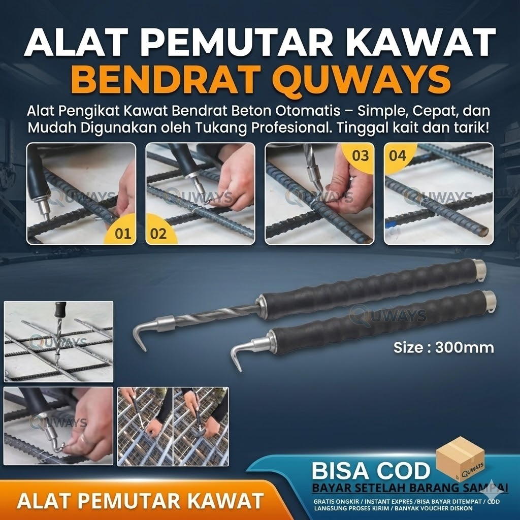 IronTwist Pro Wire Tying Tool – Alat Pengikat Kawat Bendrat Otomatis Stainless Steel, Pengait & Peli