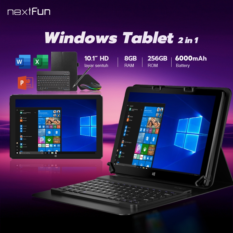 Nextfun 10.1" Laptop Touch Screen RAM 8GB ROM 256GB Windows Tablet Intel Quad Core Processor