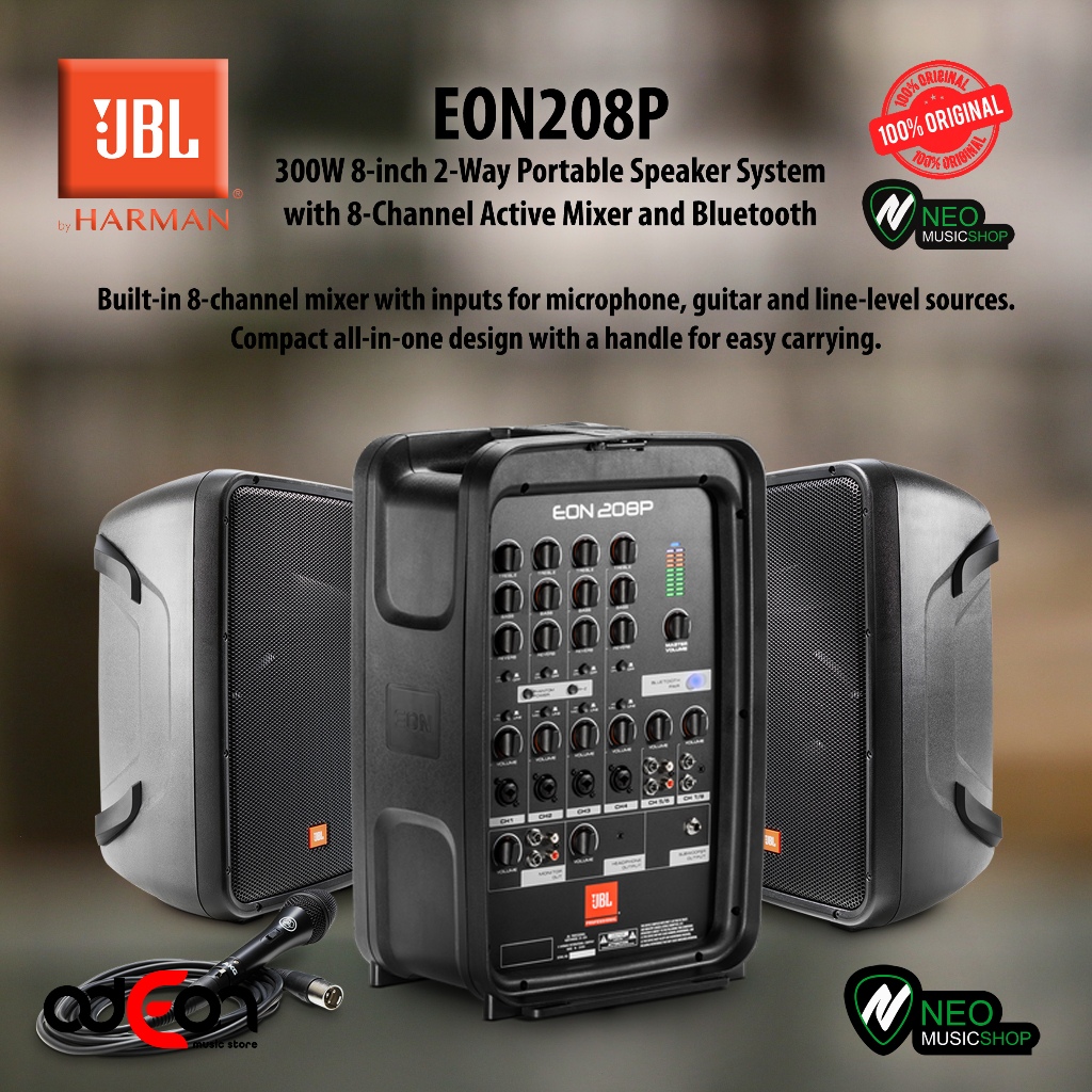 JBL EON 208P 8 inch 2-Way 300W Portabel Speaker dengan Mixer Aktif